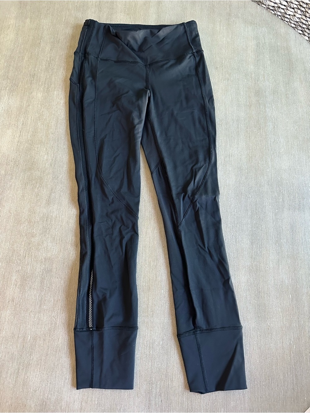 Black Women's lululemon Athletic Leggings with Side Mesh Panels 4
